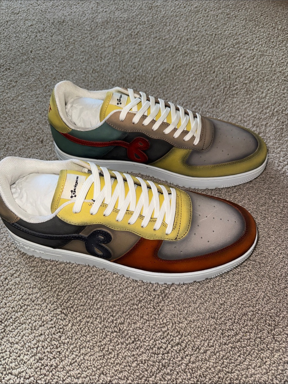 John Geiger “What The” distressed GF-01Men's Multicolor Low-Top Leather Sneakers